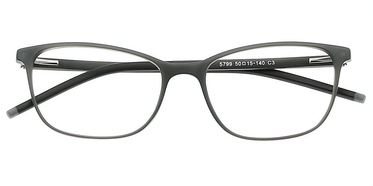 Gray Rectangle Simple Lightweight TR90 Eyeglasses