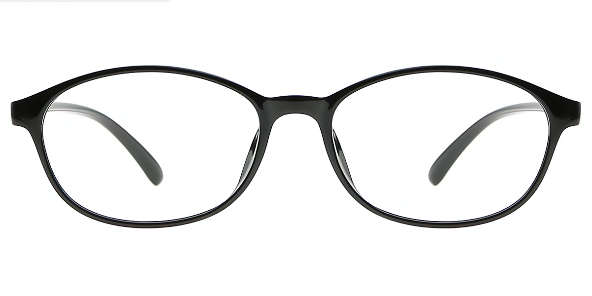 Black Oval Retro Plastic Eyeglasses