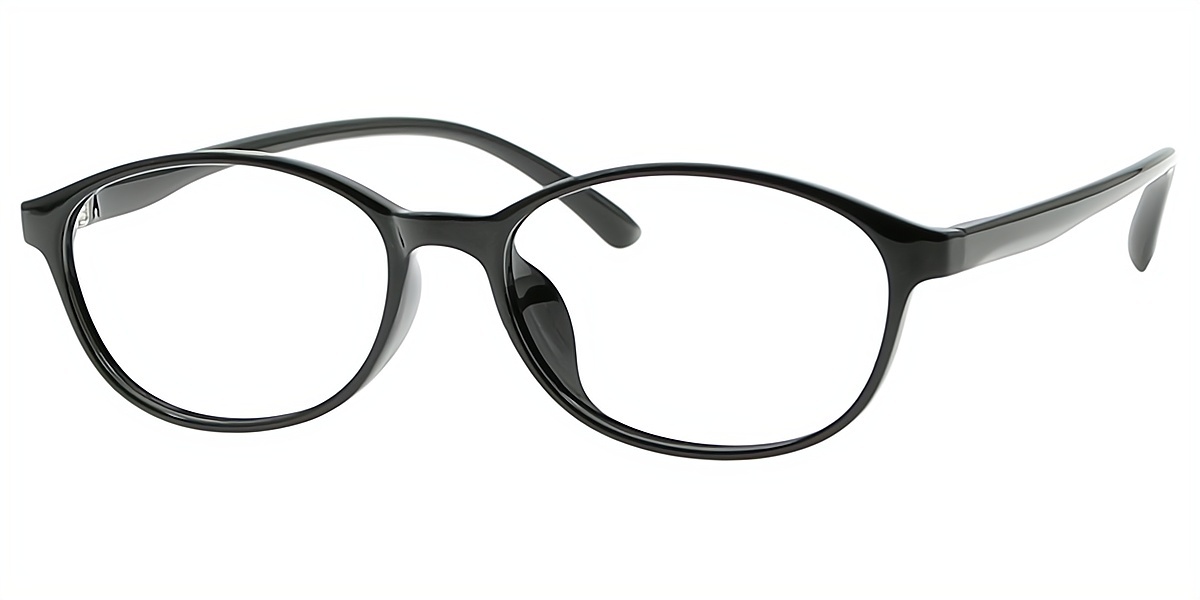Black Oval Retro Plastic Eyeglasses