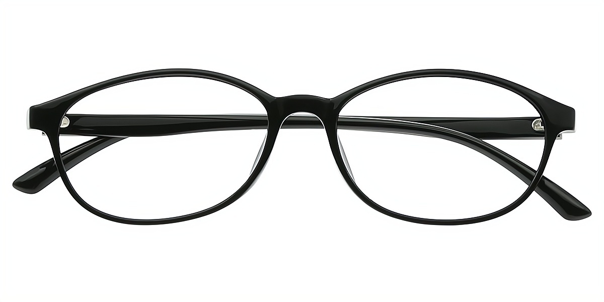 Black Oval Retro Plastic Eyeglasses
