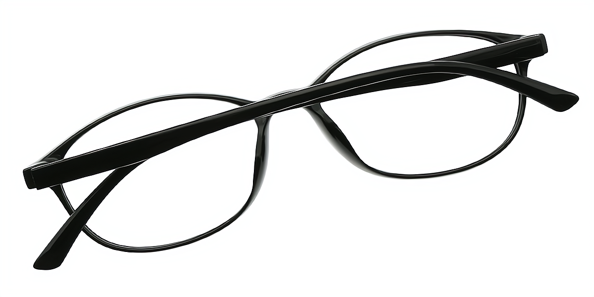 Black Oval Retro Plastic Eyeglasses
