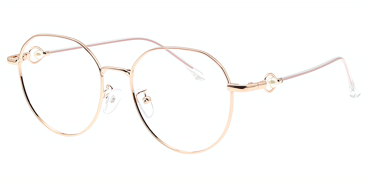 Pink Oval Elegant Metal Eyeglasses