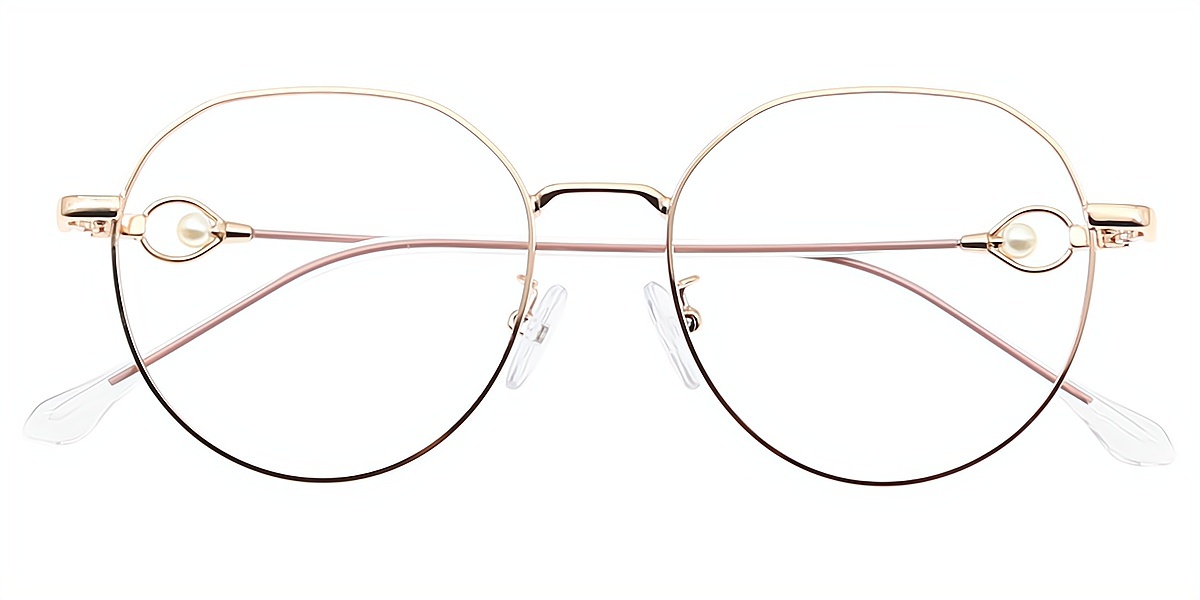 Pink Oval Elegant Metal Eyeglasses