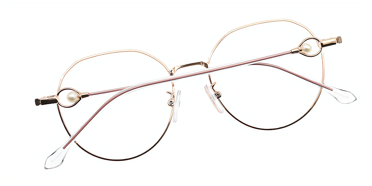 Pink Oval Elegant Metal Eyeglasses