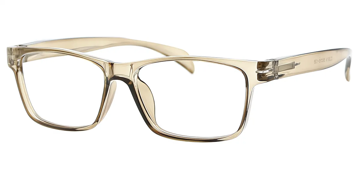 Brown Rectangle Retro Plastic Eyeglasses