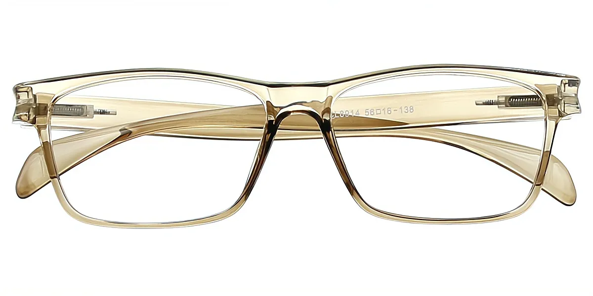 Brown Rectangle Retro Plastic Eyeglasses