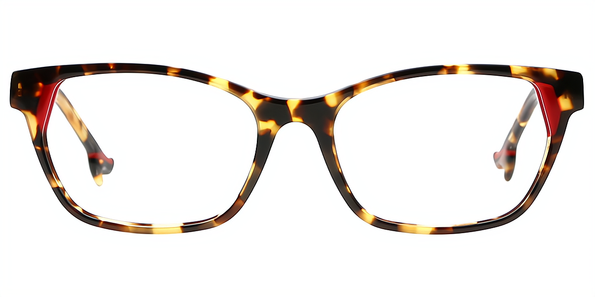 Tortoise Rectangle Detailed Horn Acetate Eyeglasses