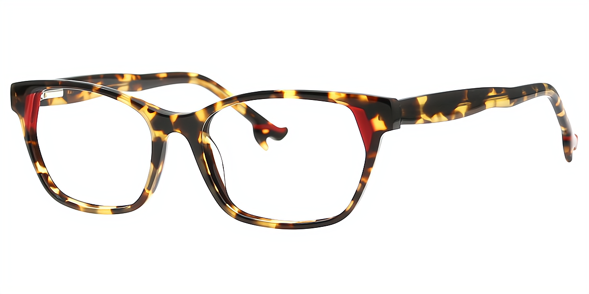 Tortoise Rectangle Detailed Horn Acetate Eyeglasses