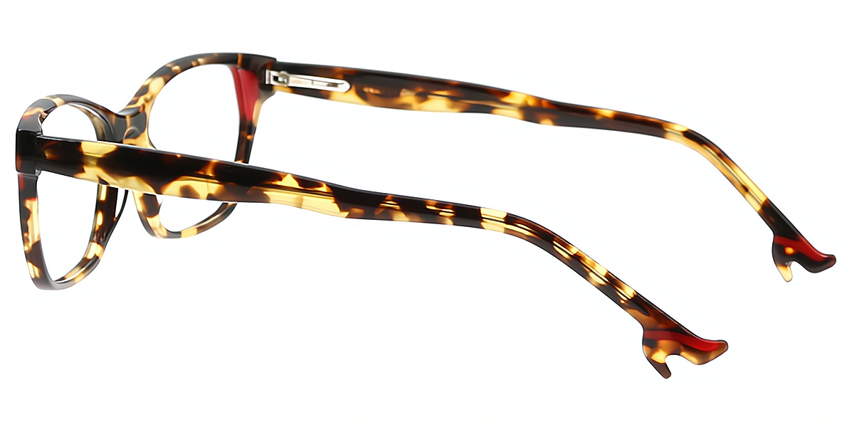 Tortoise Rectangle Detailed Horn Acetate Eyeglasses