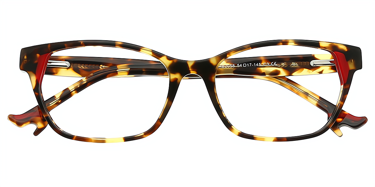 Tortoise Rectangle Detailed Horn Acetate Eyeglasses