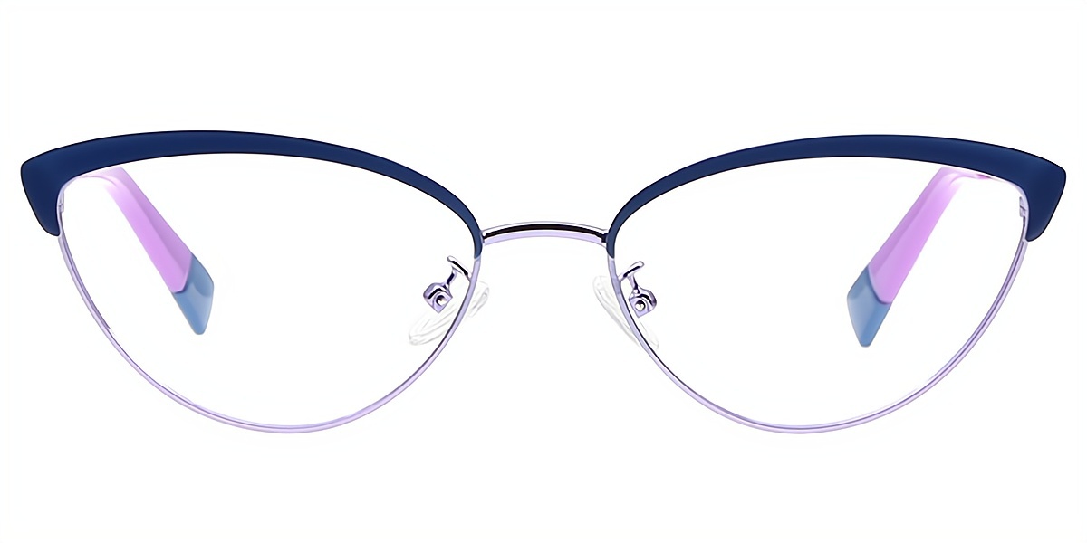 Blue Cat Eye Retro Metal Eyeglasses