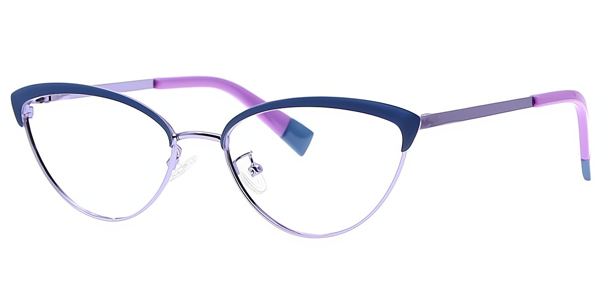 Blue Cat Eye Retro Metal Eyeglasses