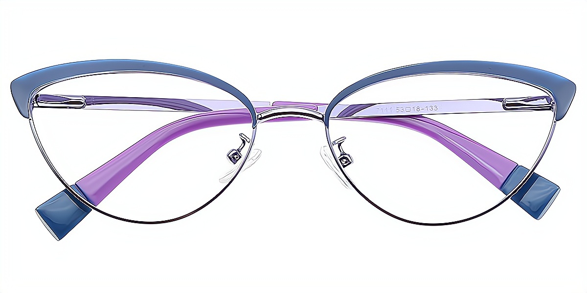 Blue Cat Eye Retro Metal Eyeglasses