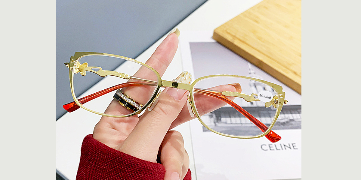 Golden Rectangle Sophisticated Metal Eyeglasses