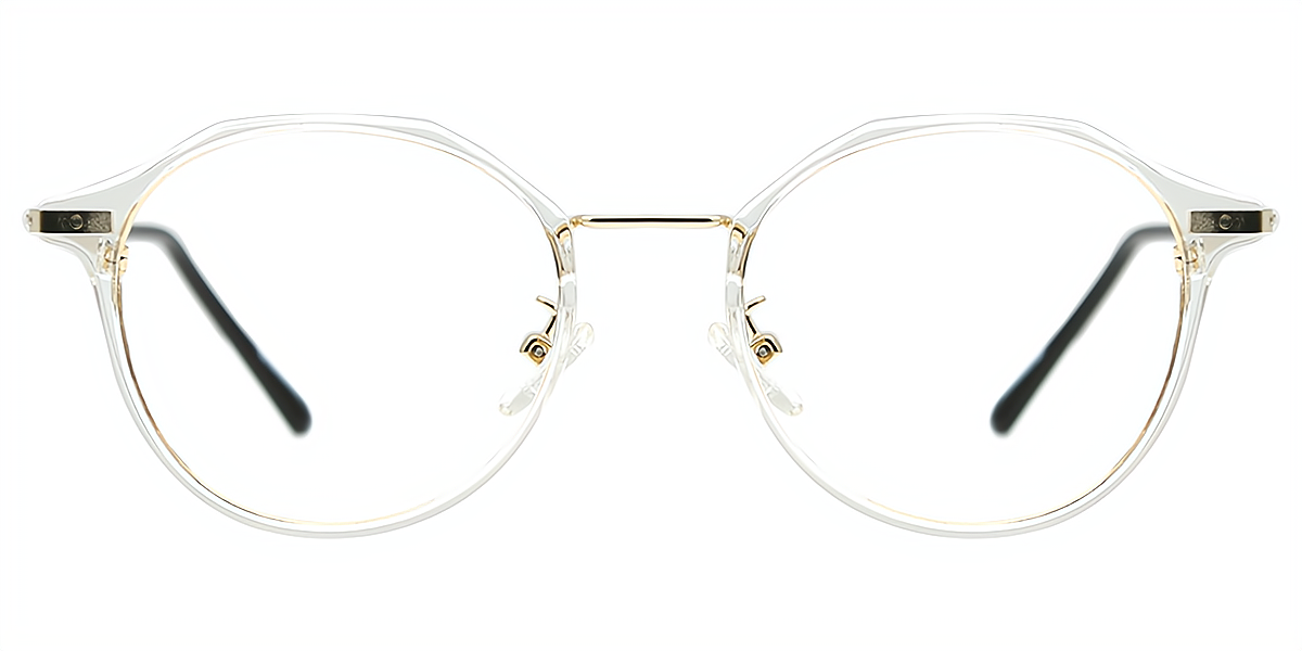 Clear Oval Elegant Mixed Materials Eyeglasses