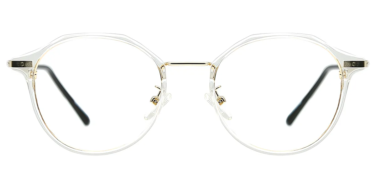 Clear Oval Elegant Mixed Materials Eyeglasses