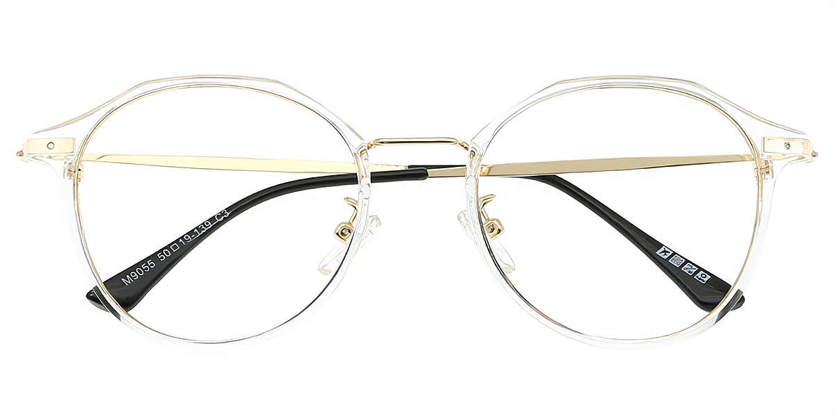 Clear Oval Elegant Mixed Materials Eyeglasses