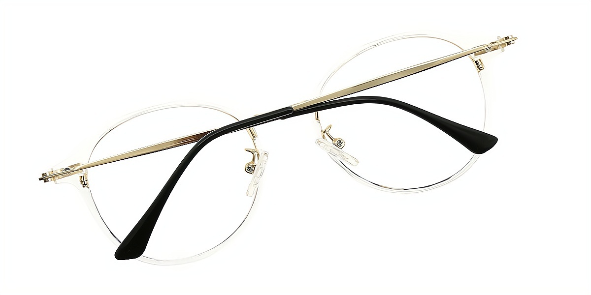 Clear Oval Elegant Mixed Materials Eyeglasses