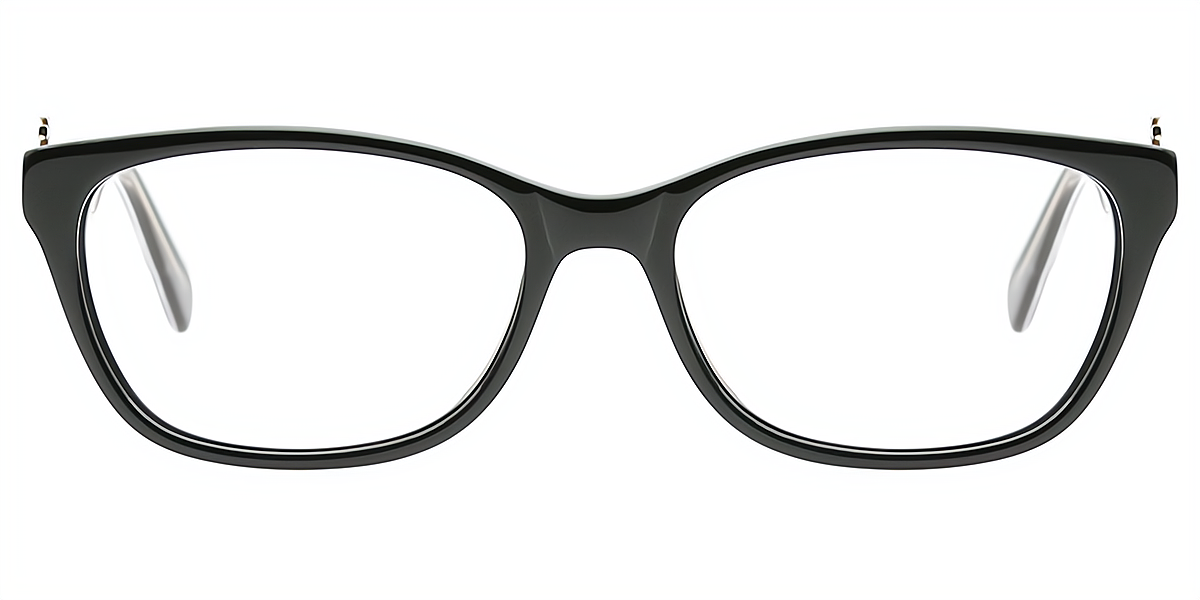 Black Rectangle Detailed Acetate Eyeglasses