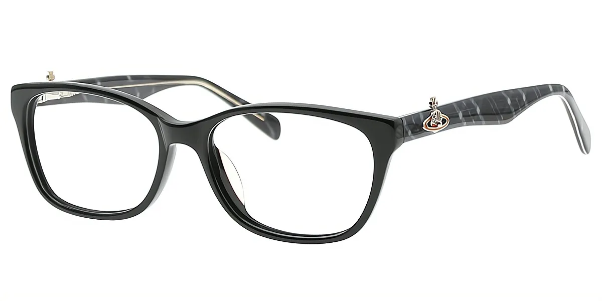 Black Rectangle Detailed Acetate Eyeglasses