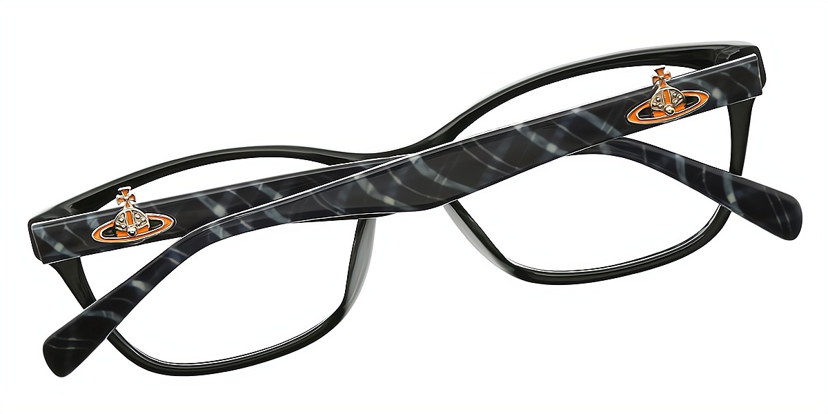Black Rectangle Detailed Acetate Eyeglasses