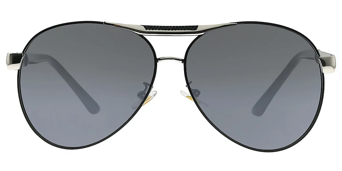 Black Aviator Classic Metal Eyeglasses