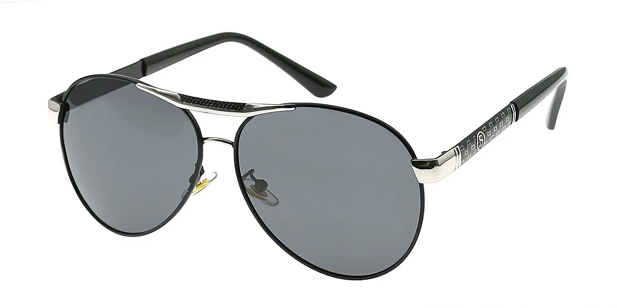 Black Aviator Classic Metal Eyeglasses