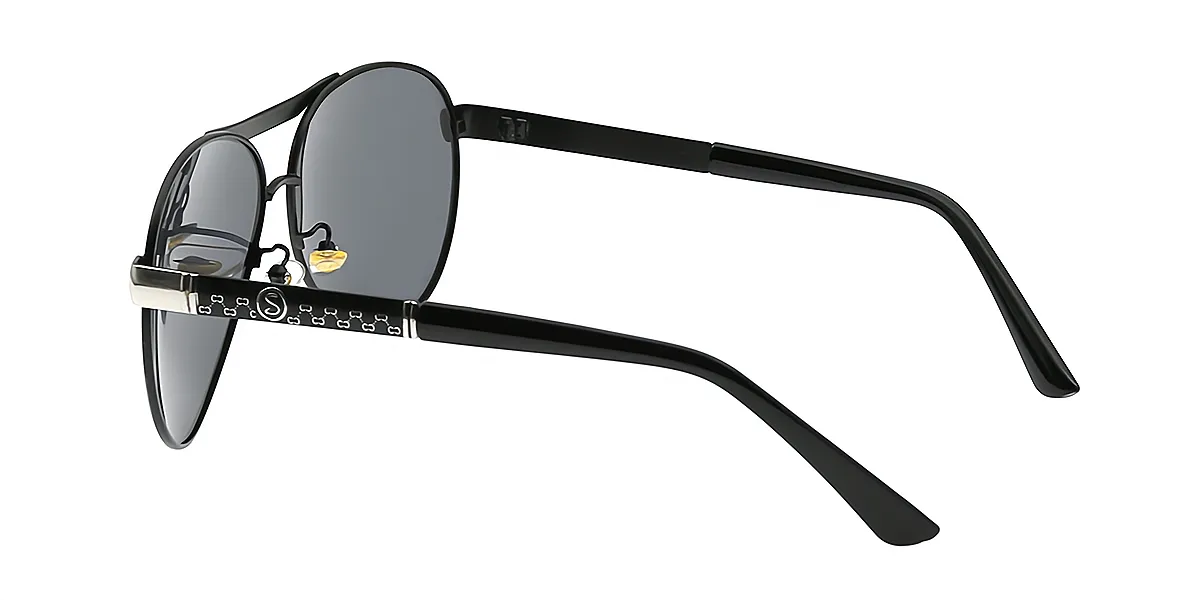 Black Aviator Classic Metal Eyeglasses