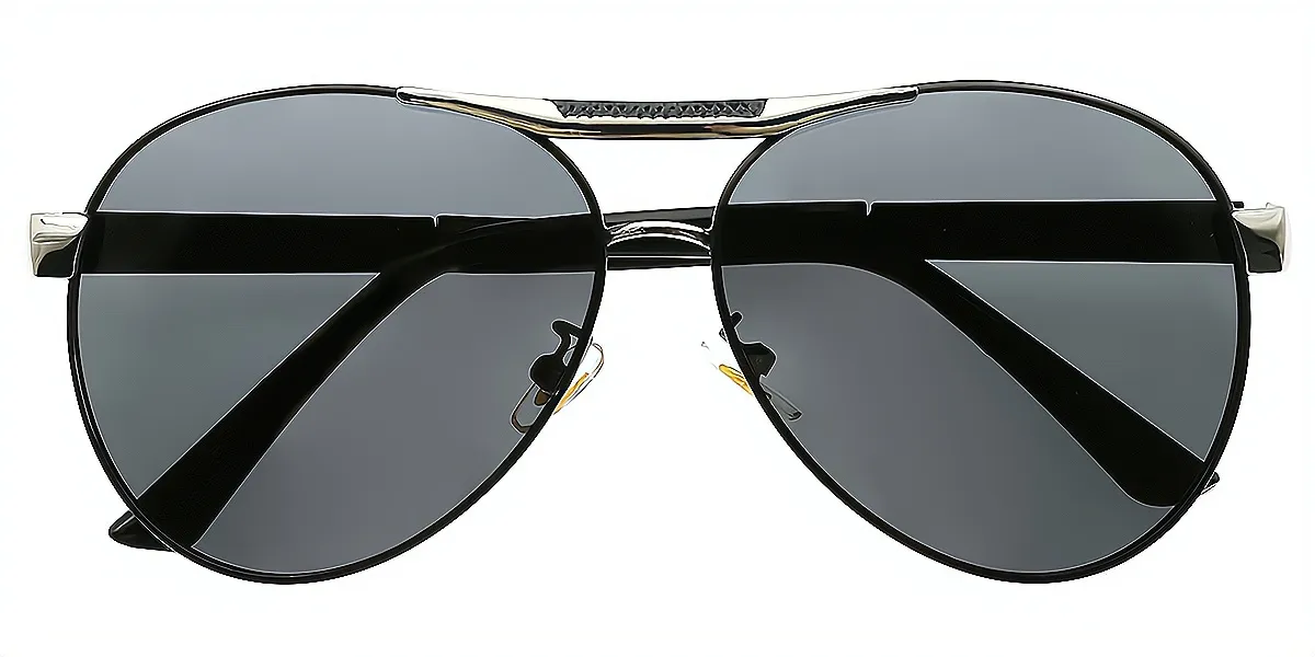 Black Aviator Classic Metal Eyeglasses
