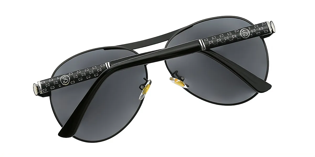 Black Aviator Classic Metal Eyeglasses