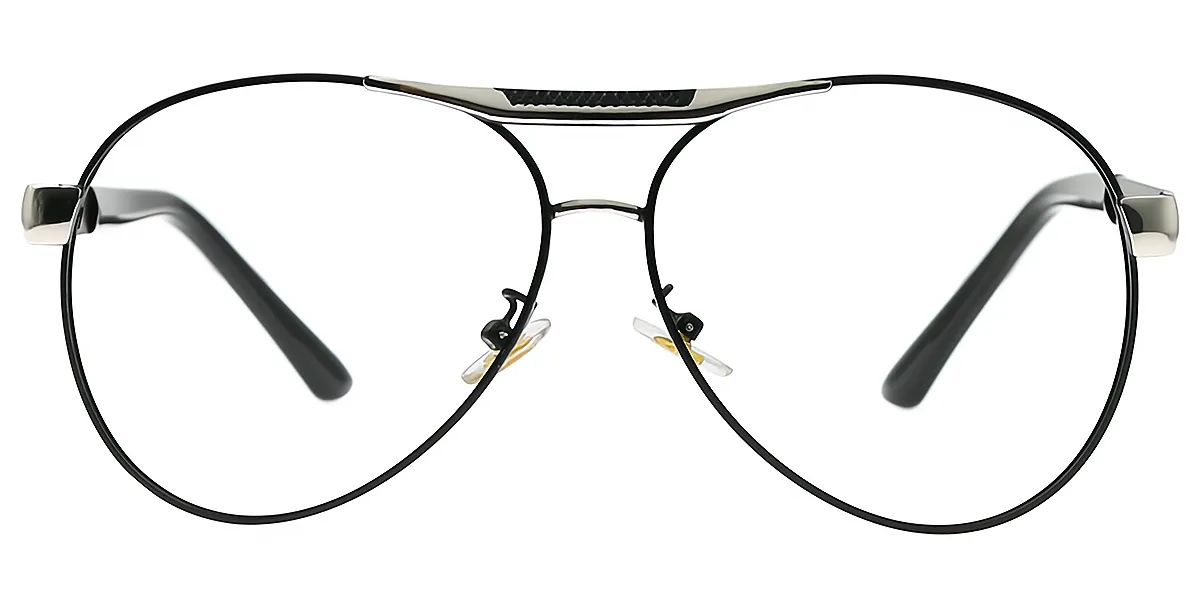 Black Aviator Classic Metal Eyeglasses