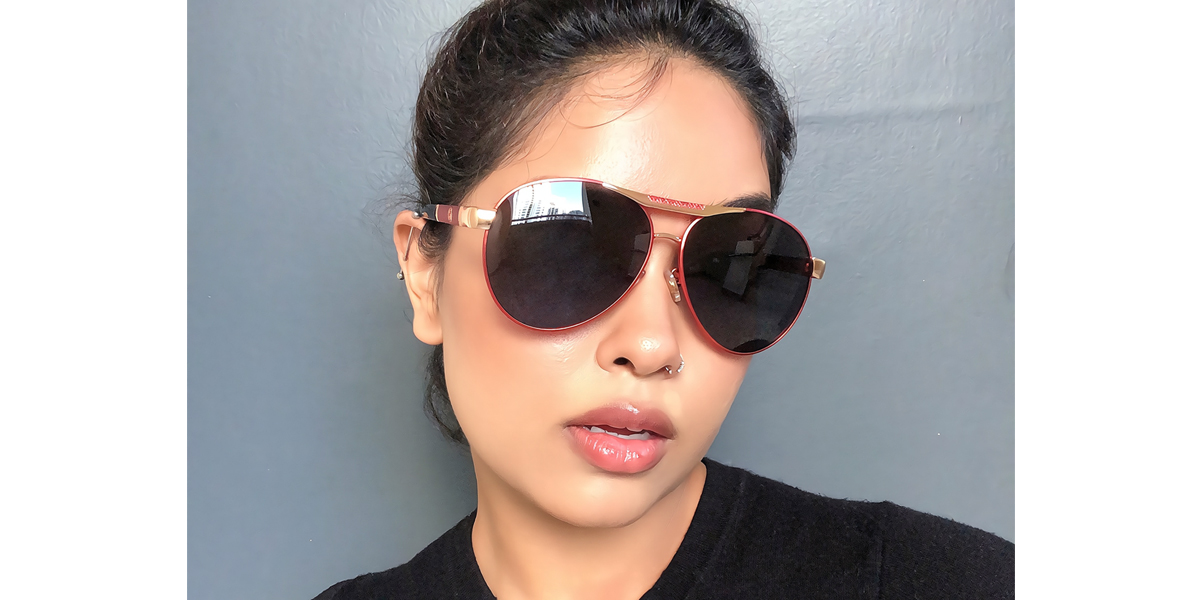 Red Aviator Classic Metal Eyeglasses