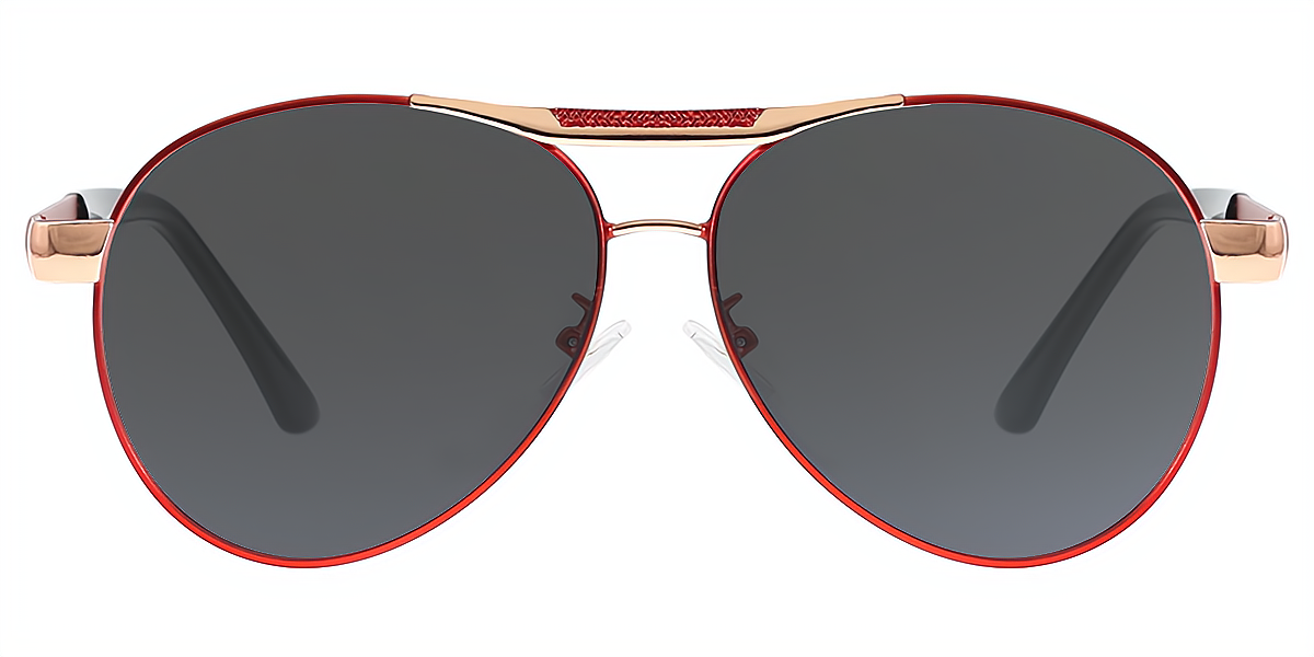 Red Aviator Classic Metal Eyeglasses