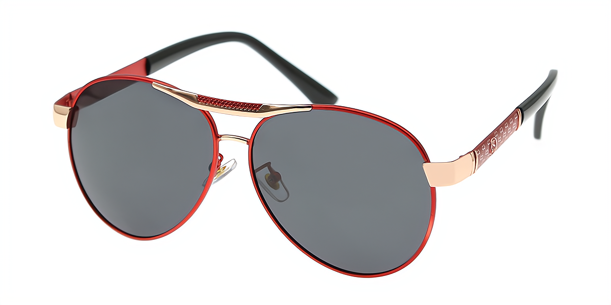 Red Aviator Classic Metal Eyeglasses