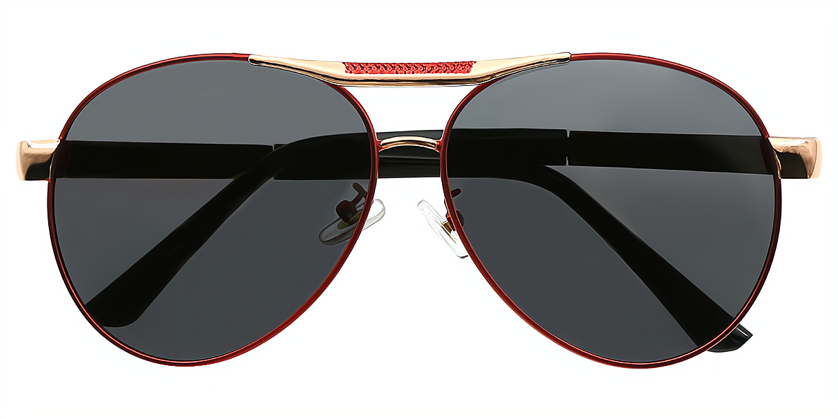 Red Aviator Classic Metal Eyeglasses