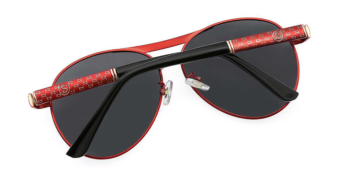 Red Aviator Classic Metal Eyeglasses