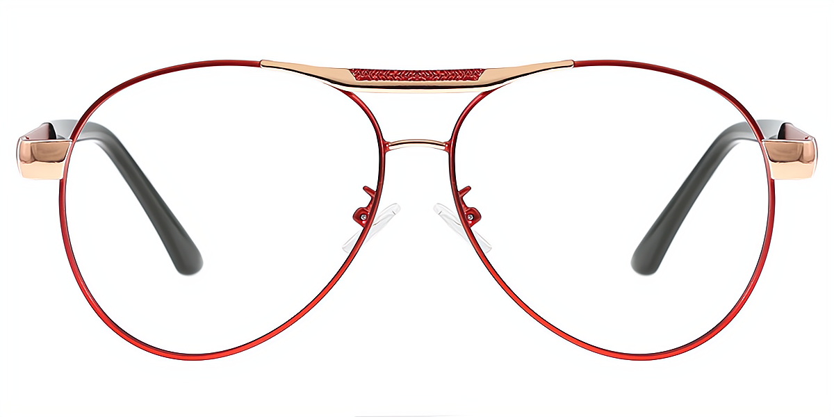 Red Aviator Classic Metal Eyeglasses