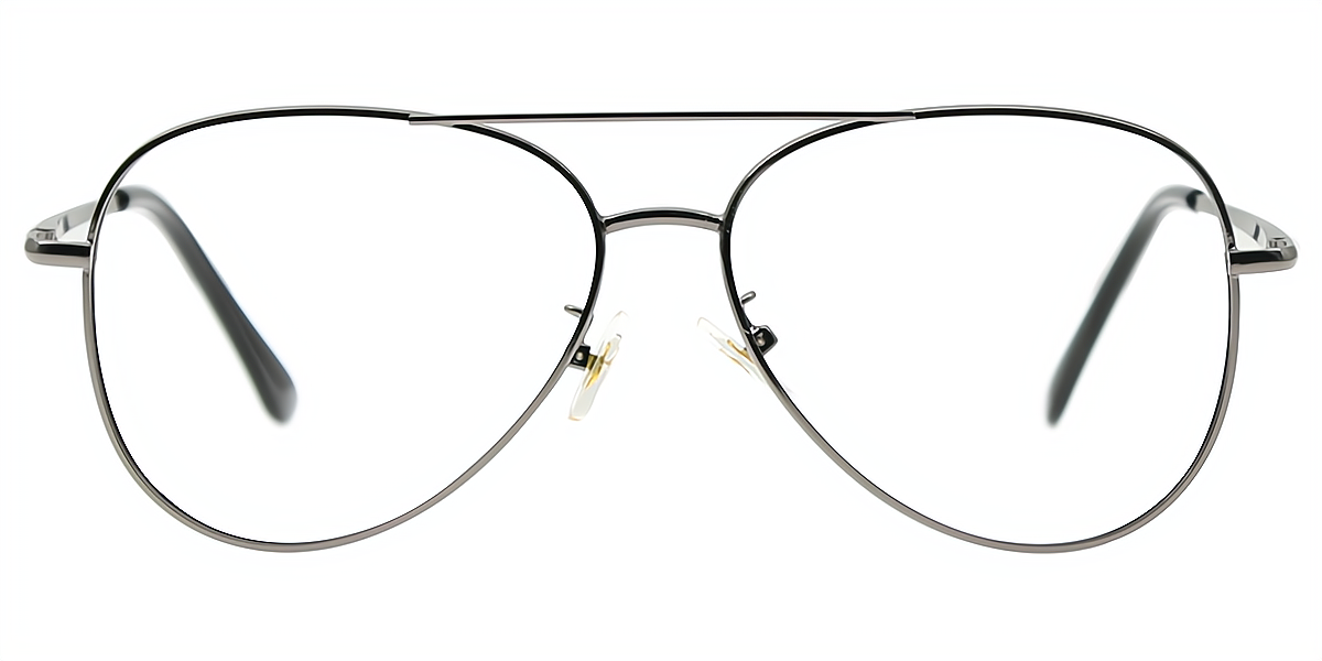 Gray Aviator Classic Metal Eyeglasses