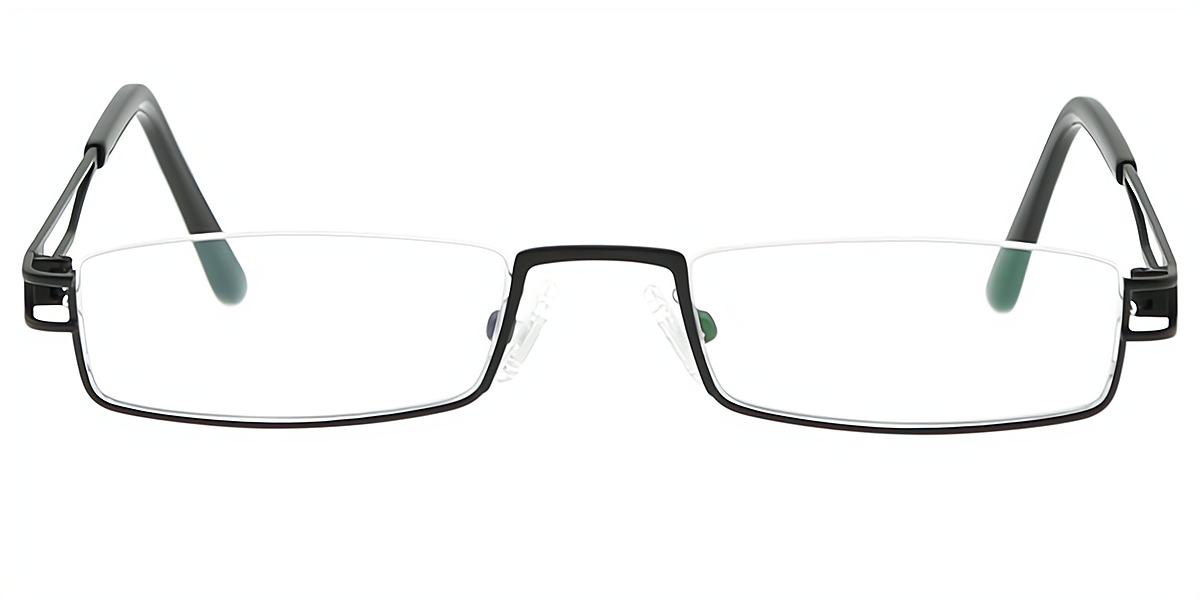 Black Rectangle Simple Metal Eyeglasses