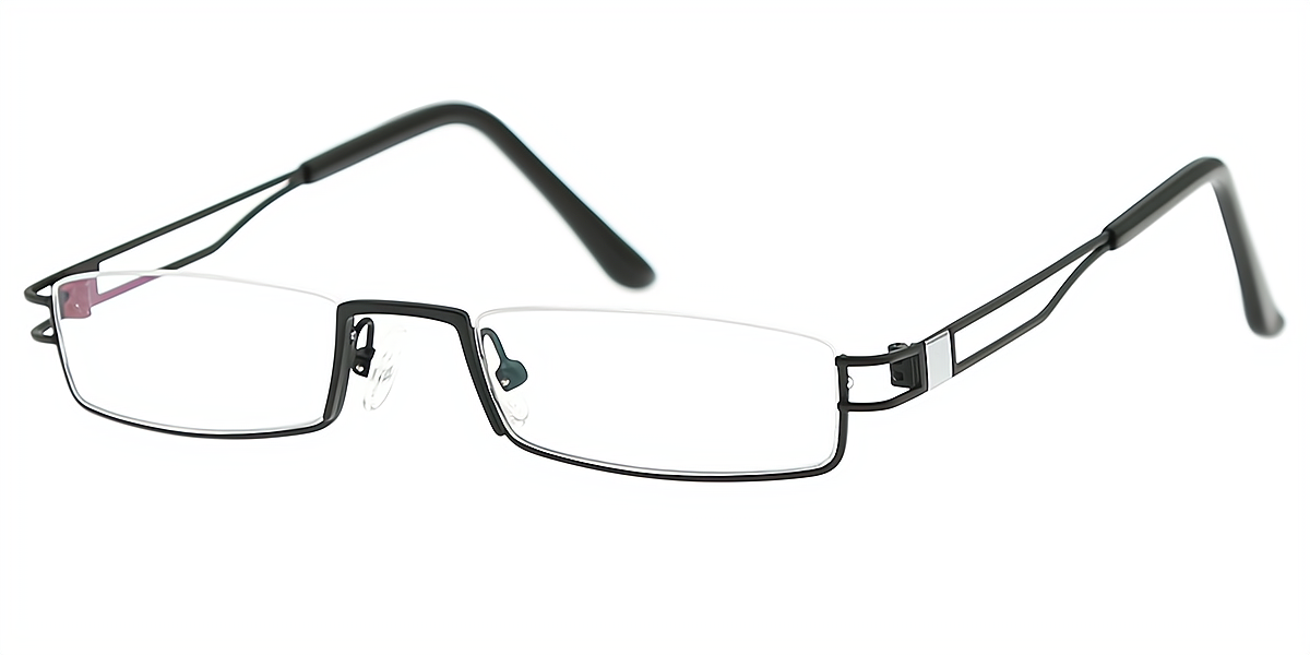 Black Rectangle Simple Metal Eyeglasses