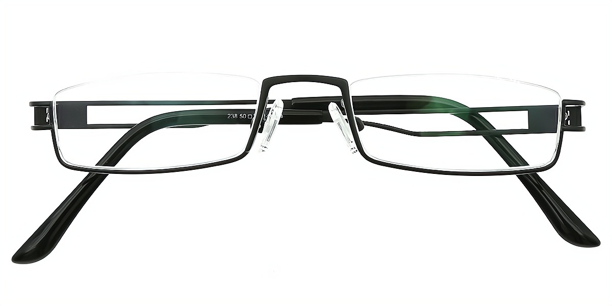 Black Rectangle Simple Metal Eyeglasses