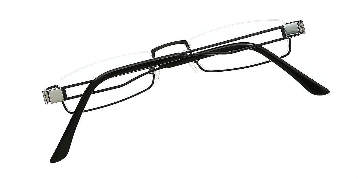 Black Rectangle Simple Metal Eyeglasses