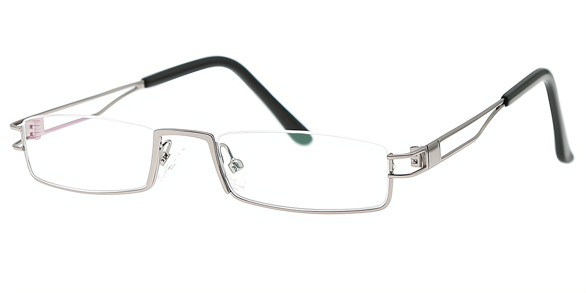 Gray Rectangle Simple Metal Eyeglasses