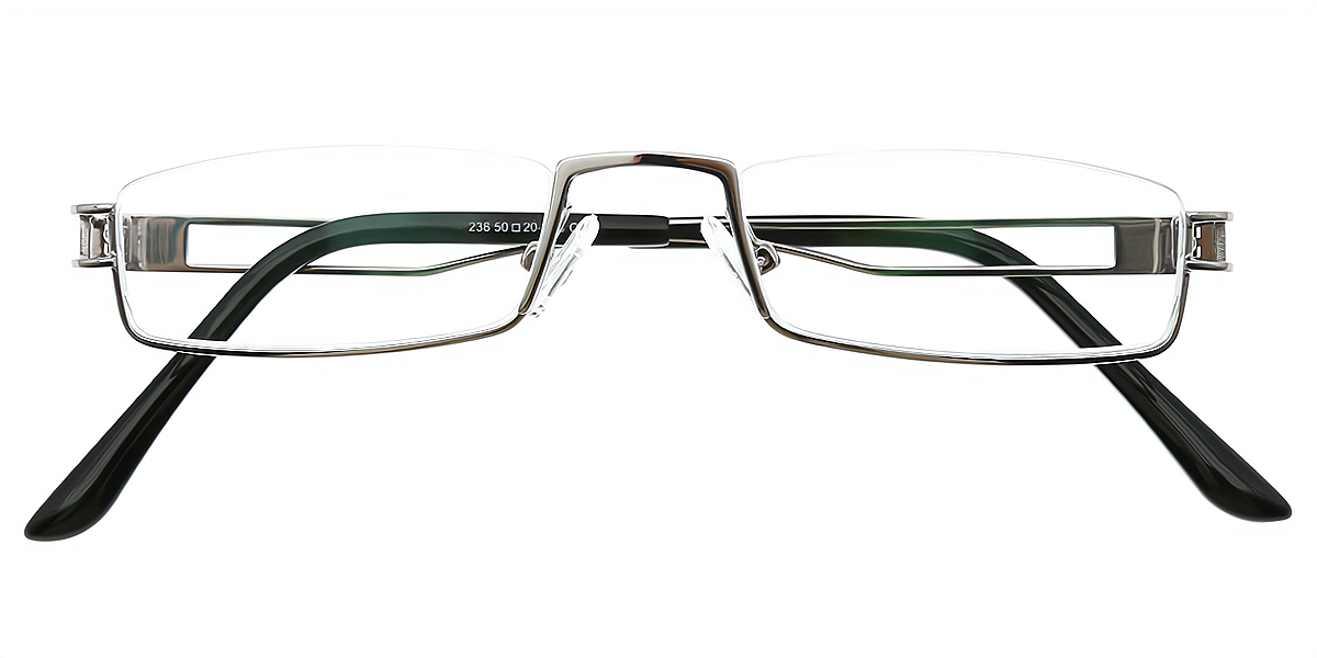 Gray Rectangle Simple Metal Eyeglasses