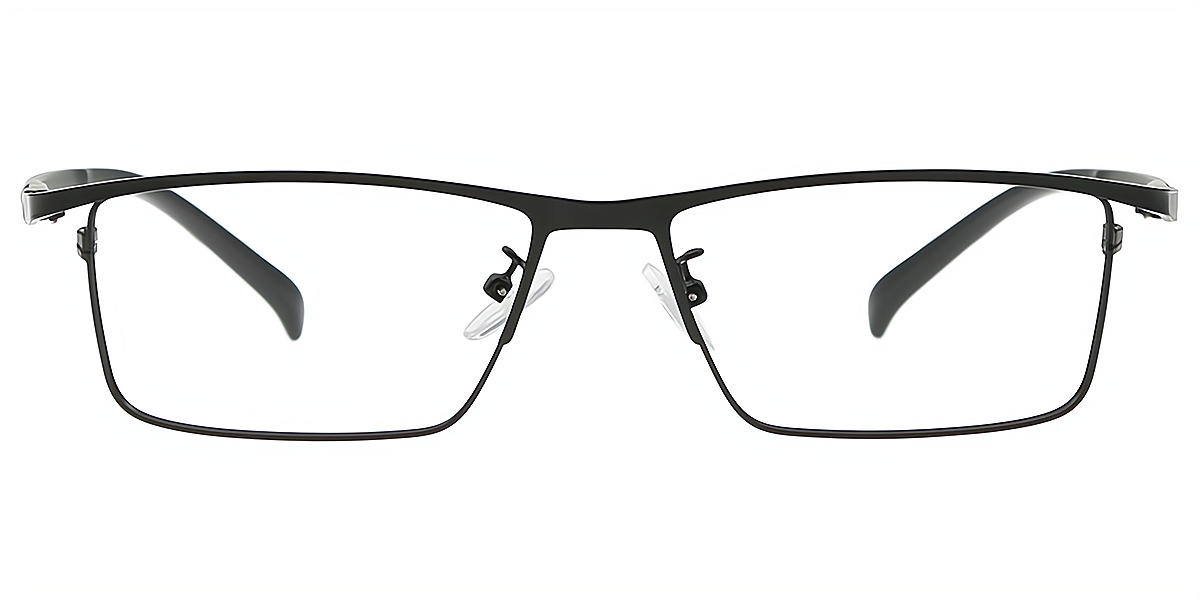 Black Rectangle Retro Metal Eyeglasses