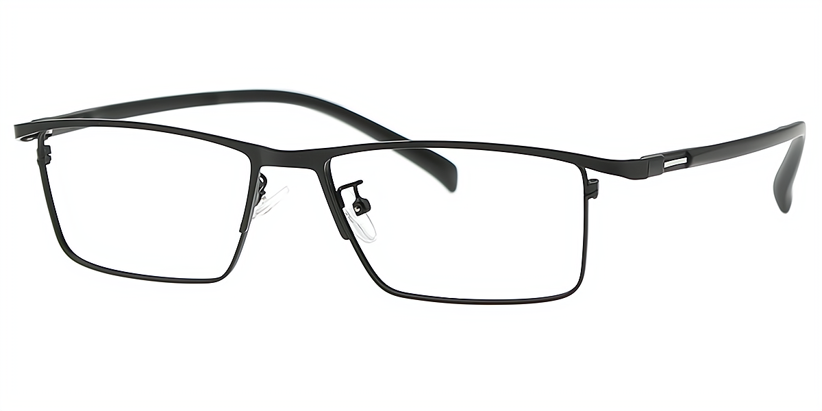 Black Rectangle Retro Metal Eyeglasses