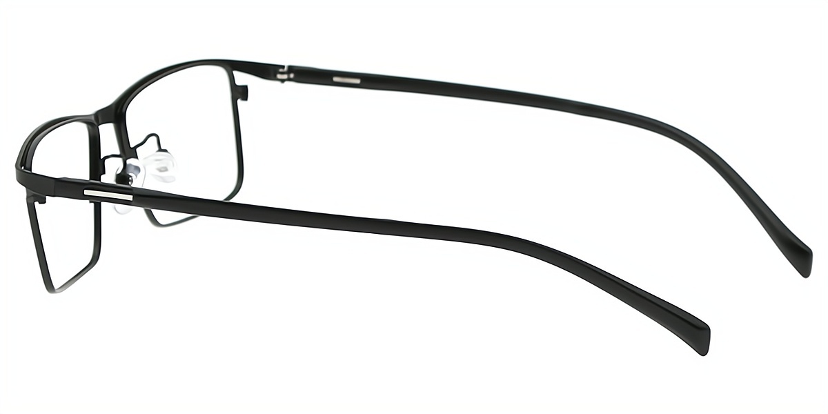 Black Rectangle Retro Metal Eyeglasses