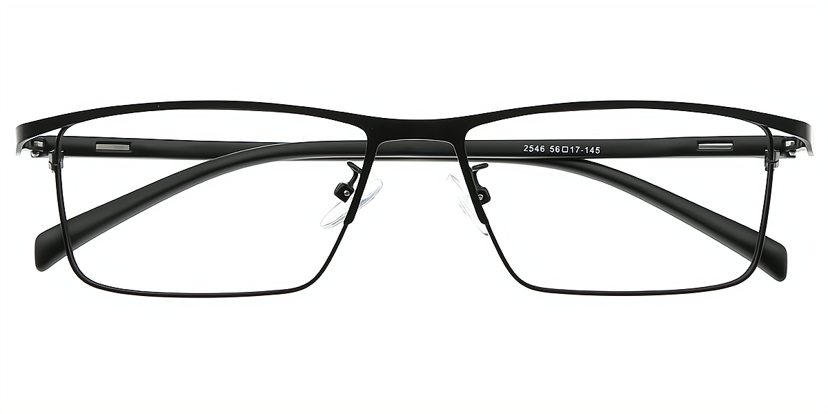 Black Rectangle Retro Metal Eyeglasses