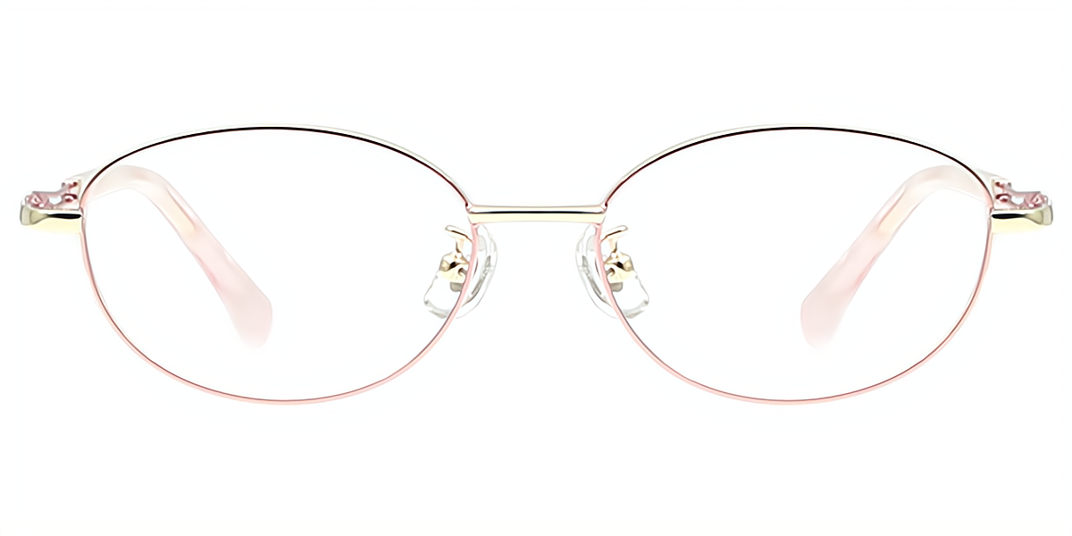 Pink Oval Refined Metal Eyeglasses