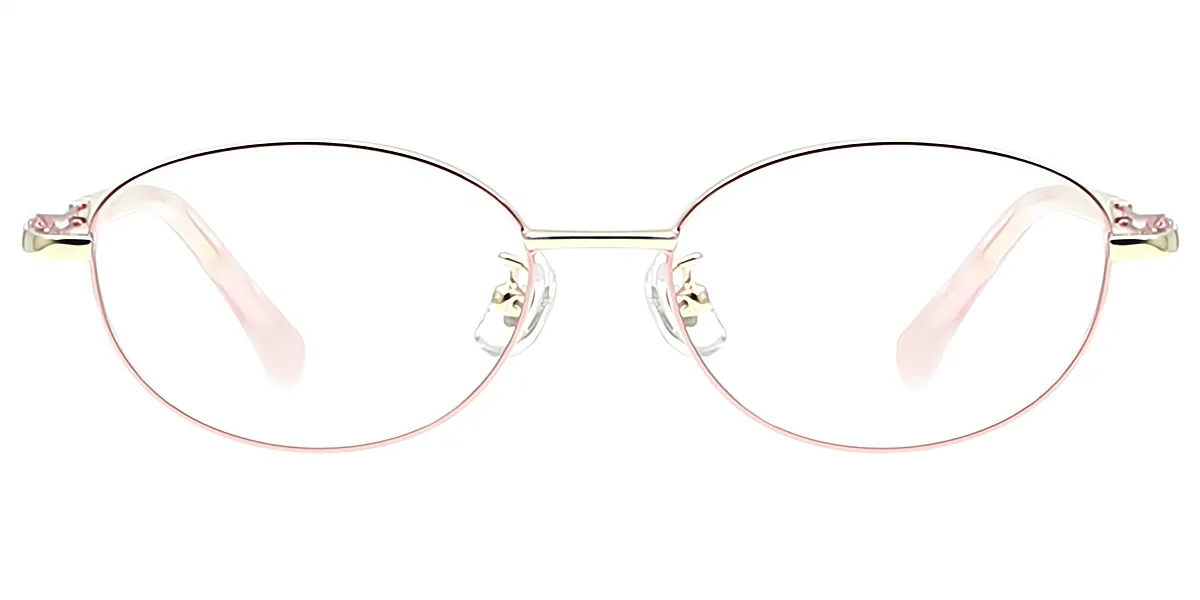 Pink Oval Refined Metal Eyeglasses